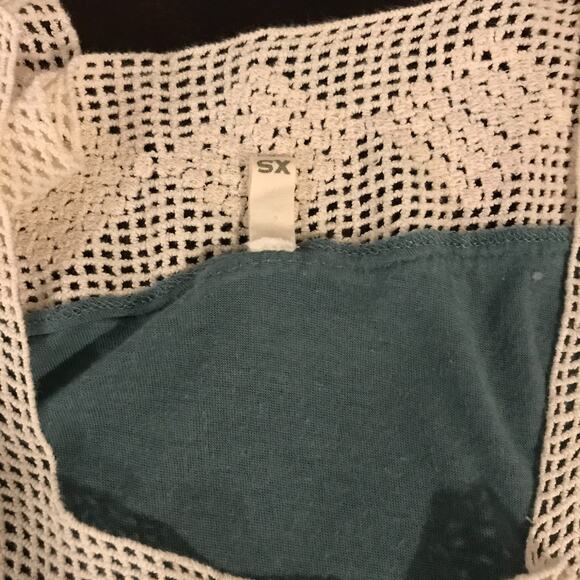 Anthropologie Tiny Green and Cream Crotchet Long-Sleeve Top - Size Extra Small - Picture 8 of 13